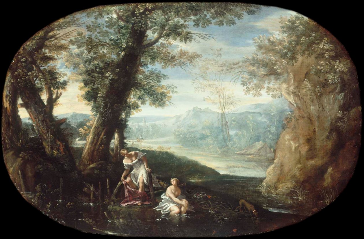 Pejzaż z kąpiącymi się kobietami autorstwa Annibale Carracci