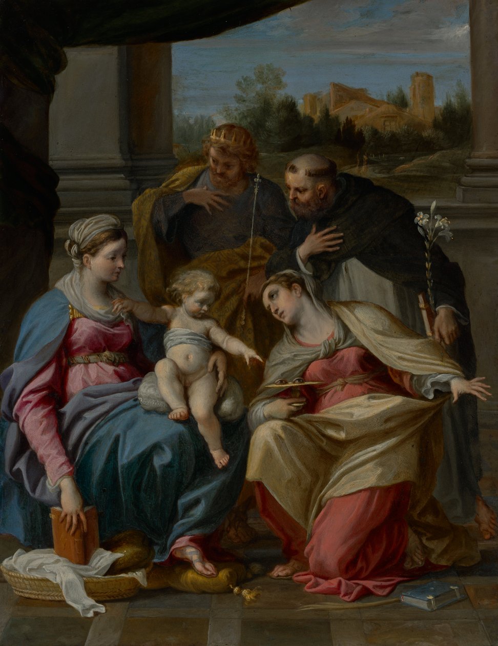 Madonna z Dzieciątkiem oraz świętymi Łucją, Dominikiem i Ludwikiem Francuskim autorstwa Annibale Carracci