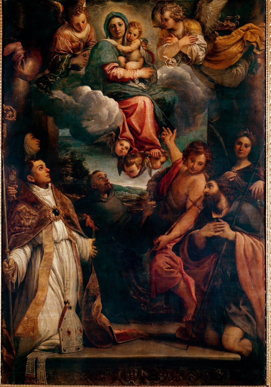 Madonna w chwale z Dzieciątkiem i sześcioma świętymi Madonna od św. Ludovica. Obraz Annibale Carracciego (Annibal Carrache autorstwa Annibale Carracci