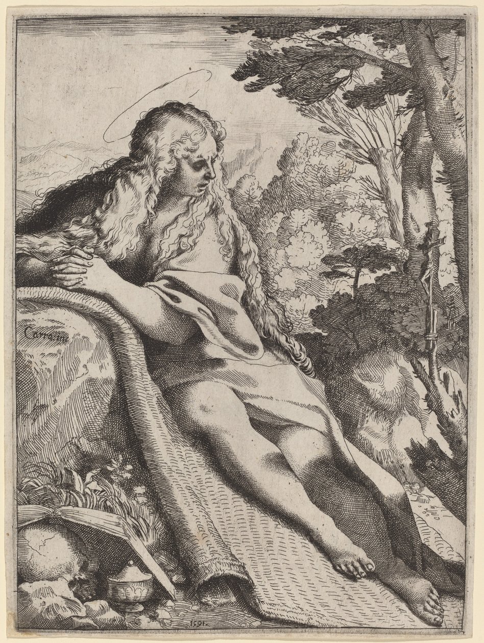 Maria Magdalena na pustkowiu autorstwa Annibale Carracci