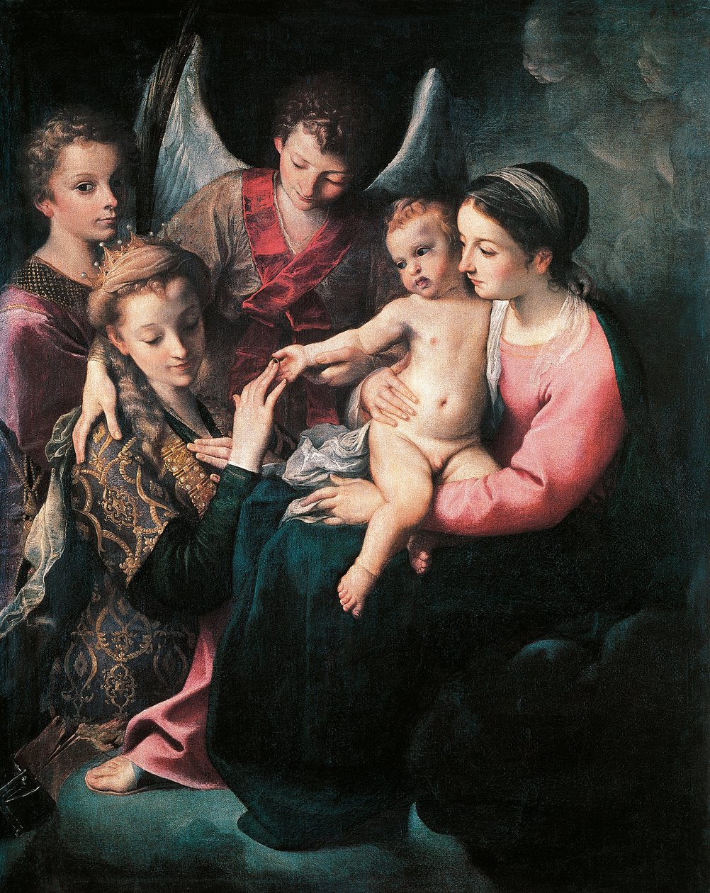 Mistyczne Wesele św Katarzyny, Annibale Carracci (1560-1609), olej na płótnie autorstwa Annibale Carracci