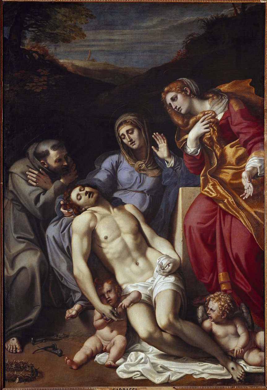 Pieta ze św. Marią Magdaleną i św. Franciszkiem (olej na płótnie) autorstwa Annibale Carracci