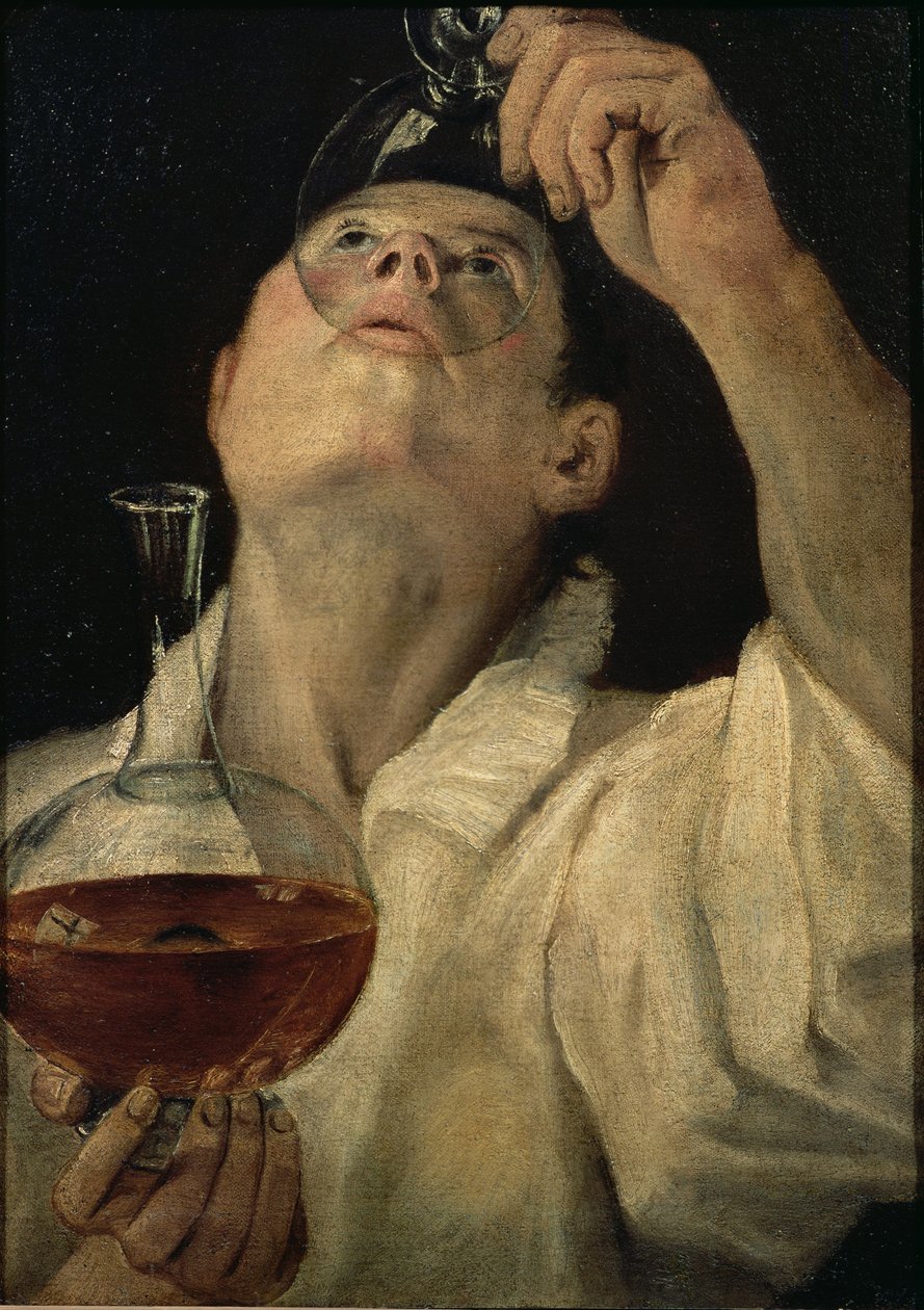 Portret mężczyzny pijącego alkohol, ok. 1581-4 autorstwa Annibale Carracci