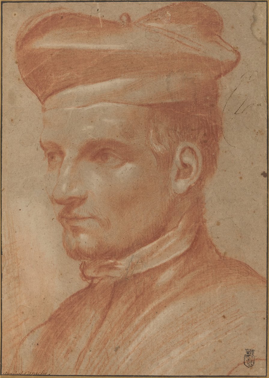 Portret duchownego noszącego birettę autorstwa Annibale Carracci