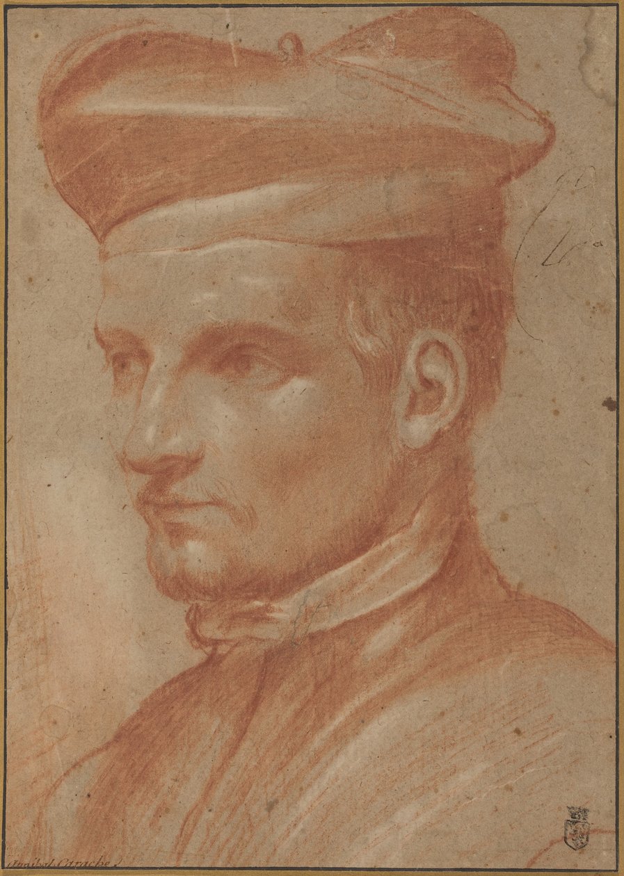 Portret duchownego w birecie autorstwa Annibale Carracci