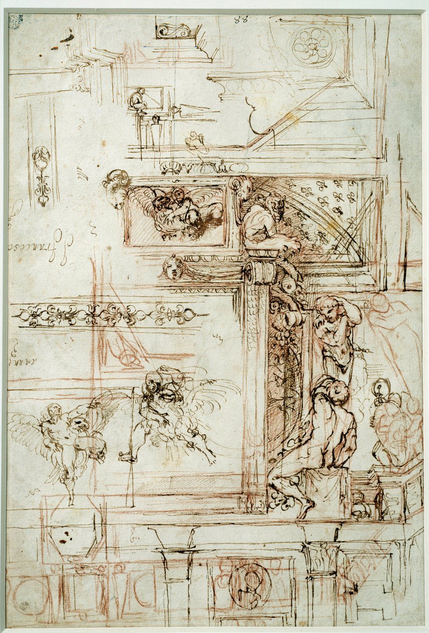 Projekt dla galerii Farnese. Rysunek Annibala Carracci Dit Carrache (1560-1609) autorstwa Annibale Carracci