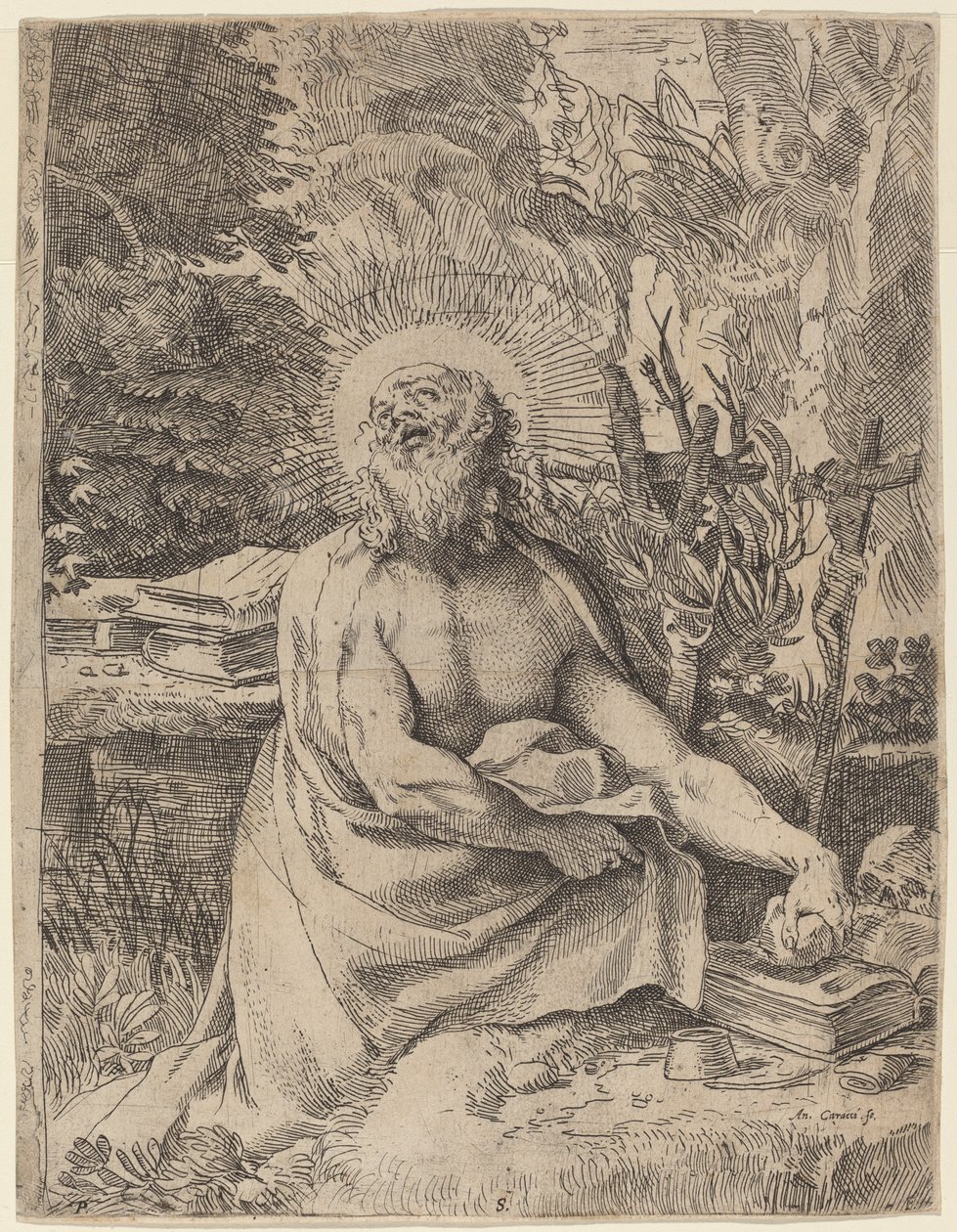 Święty Hieronim na pustkowiu autorstwa Annibale Carracci