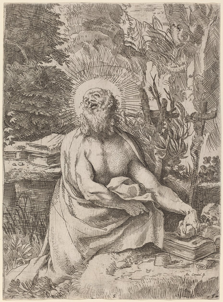 Święty Hieronim na pustkowiu autorstwa Annibale Carracci