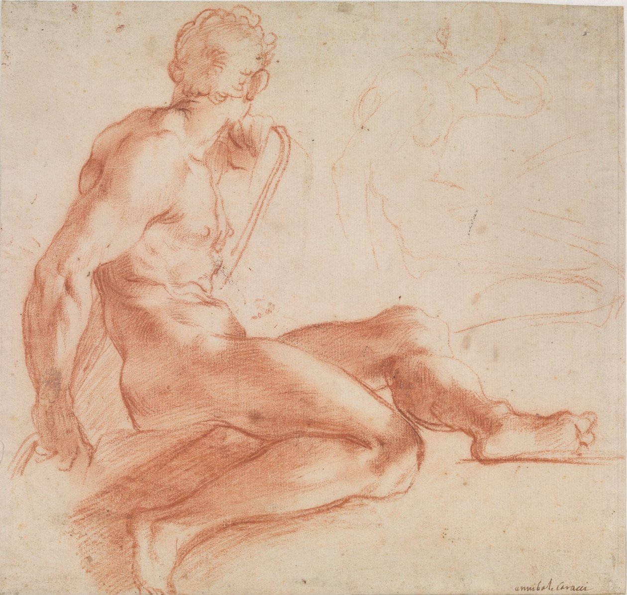 Sitzender männlicher Akt autorstwa Annibale Carracci