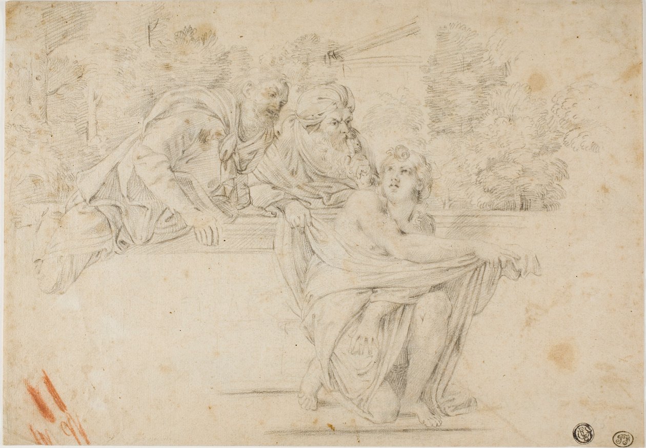 Zuzanna i starsi (recto); Profil Głowa Kobiety (verso) autorstwa Annibale Carracci