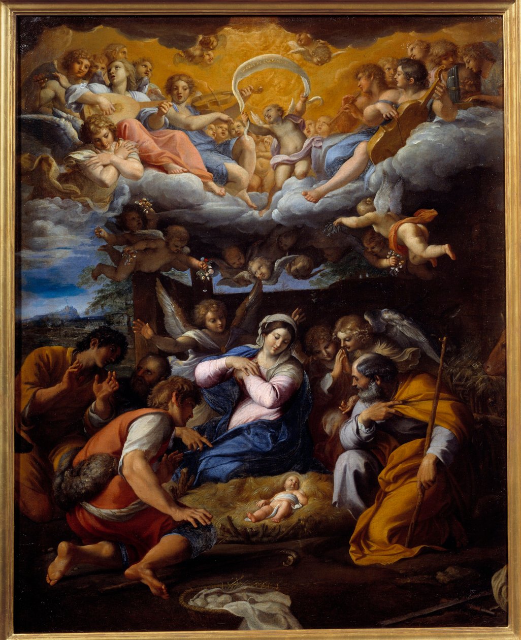 Adoracja pasterzy Obraz Annibale Carracci lub Annibal Carrache (1560-1609) autorstwa Annibale Carracci