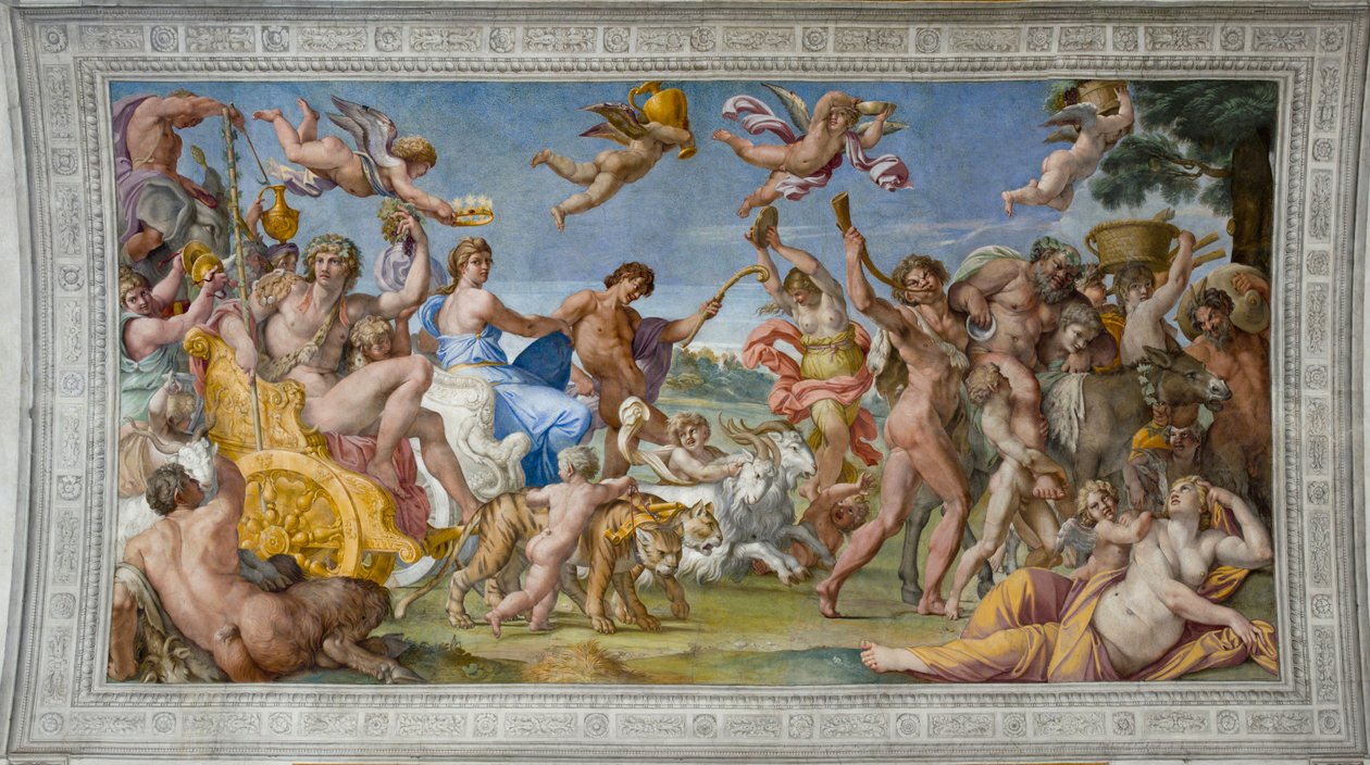 Triumf Bachusa i Ariadny par Carracci, Annibale (1560-1609). Świeże, ok. 1597, Palazzo Farnese, Rzym autorstwa Annibale Carracci