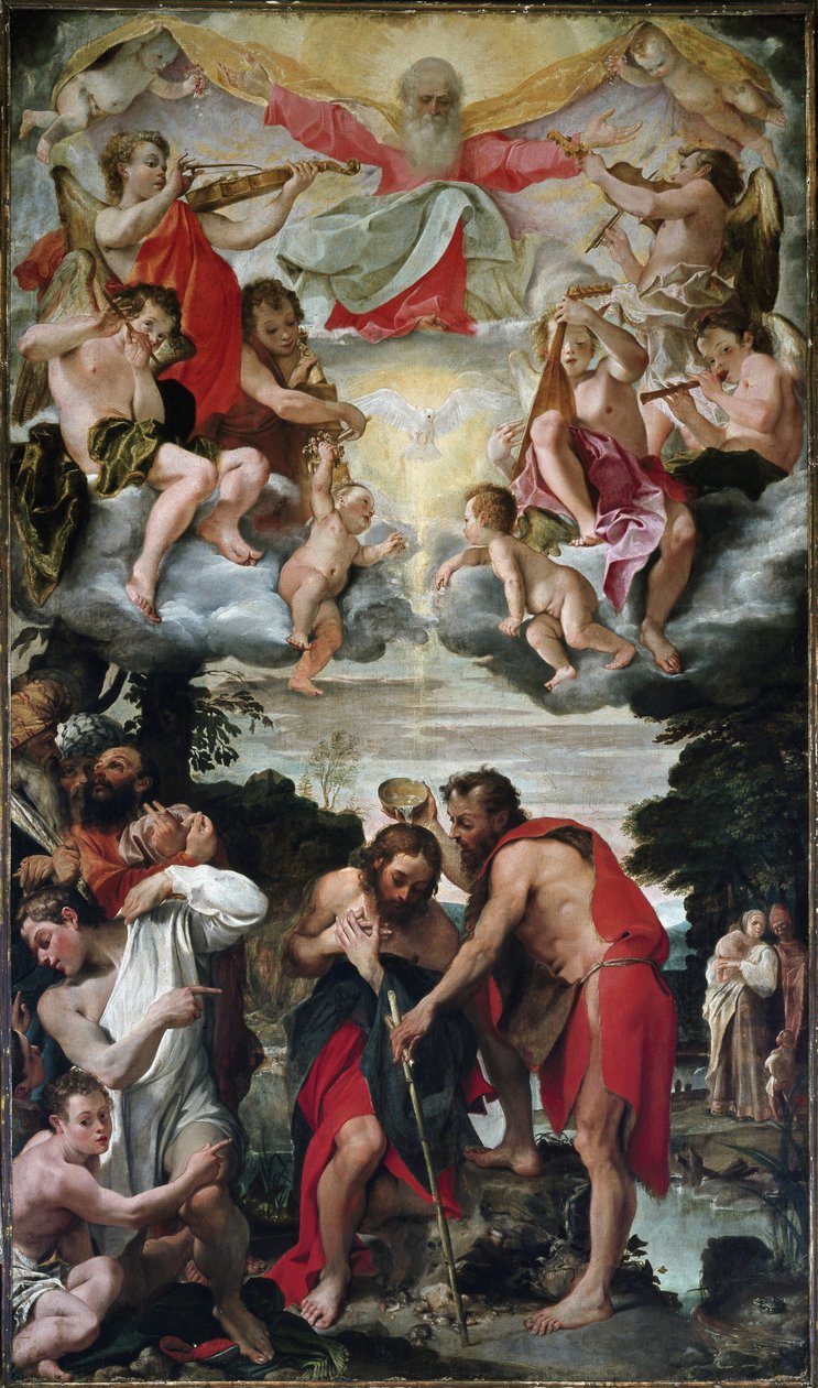 Chrzest Chrystusa (olej na płótnie) autorstwa Annibale Carracci