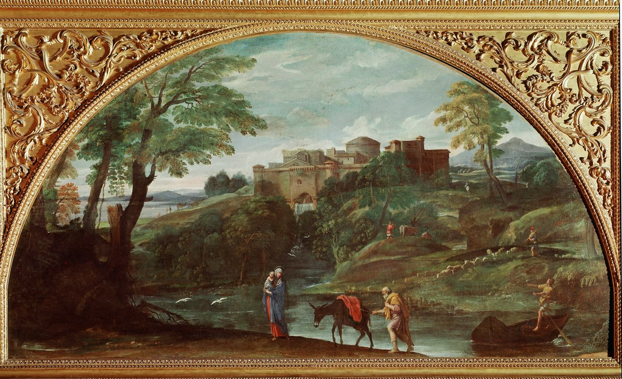 Lot do Egiptu. Obraz Annibale Carracci dit Carrache (1560-1609). Wymiary: 122x230 cm. Galleria Doria Pamphilj, Rzym, Włochy. autorstwa Annibale Carracci