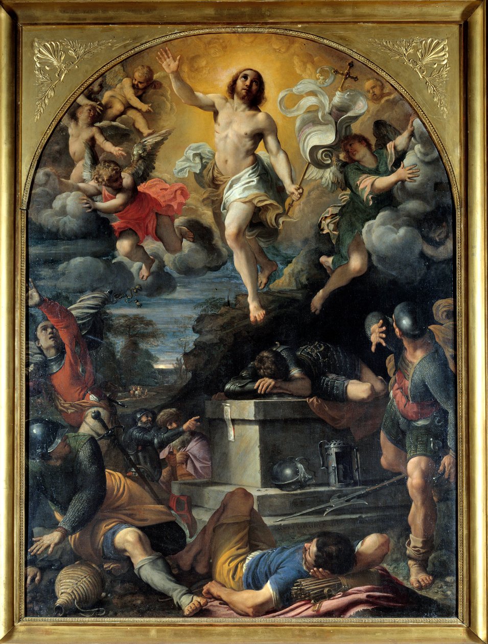 Zmartwychwstanie Chrystusa. Obraz Annibala Carracci Dit Carrache (1560-1609) autorstwa Annibale Carracci