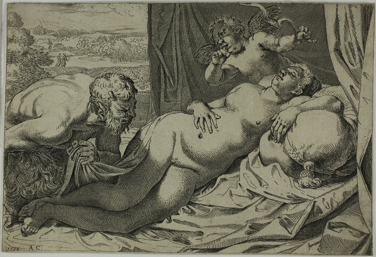 Wenus i Satyra autorstwa Annibale Carracci