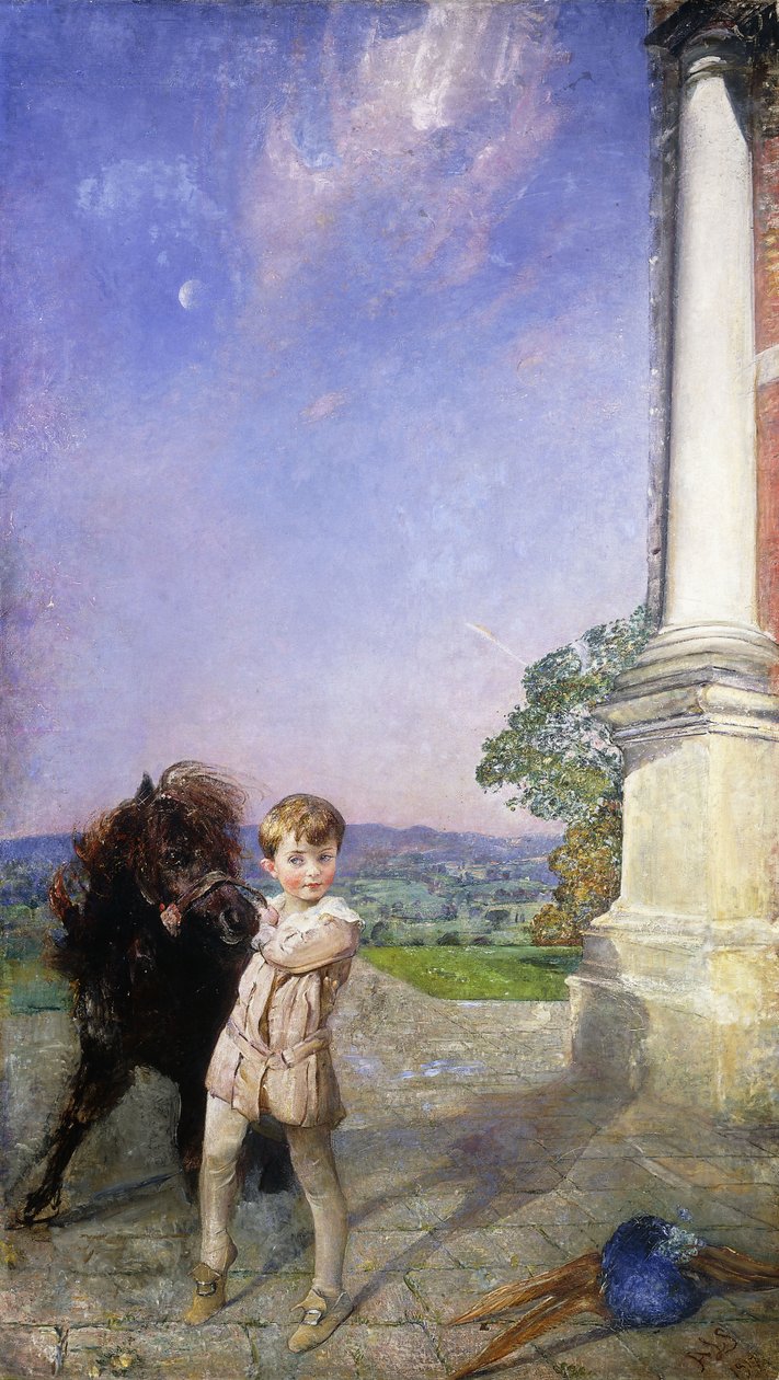 Mały chłopiec z kucykiem szetlandzkim autorstwa Annie Louisa Swynnerton