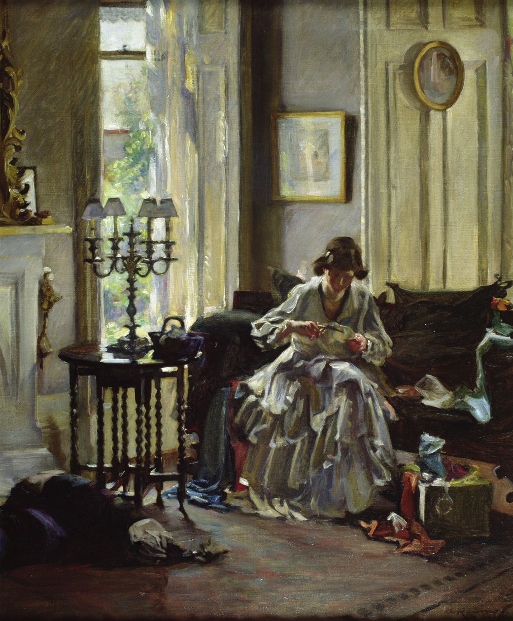 Krawcowa (olej na płótnie) autorstwa Annie Rose Laing