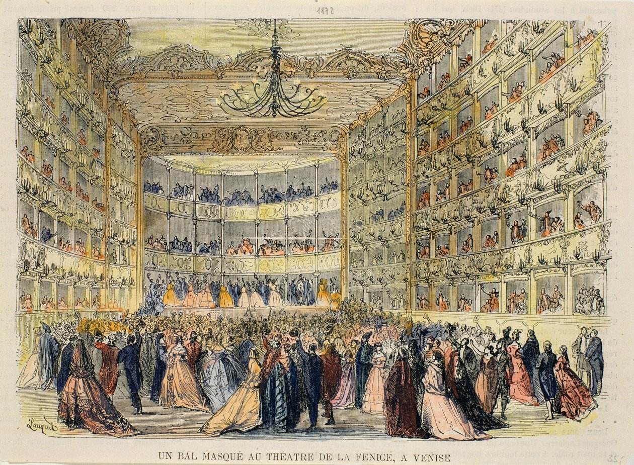 Bal maskowy w teatrze Fenice, Wenecja, XIX w. autorstwa Unbekannt Unbekannt