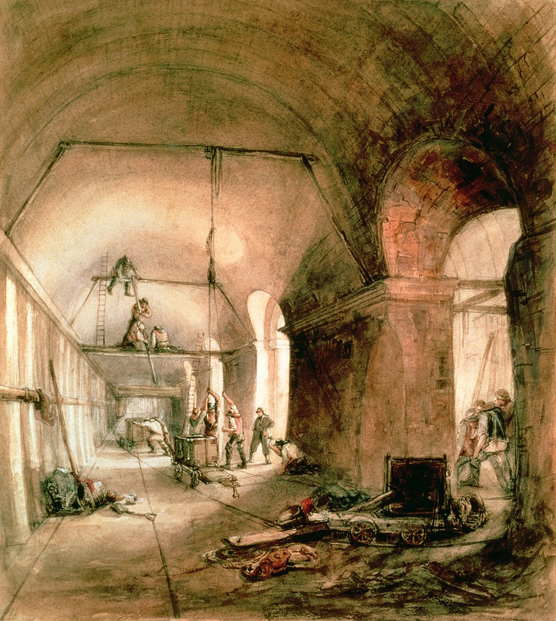 Budowa tunelu Tamizy (tunel Rotherhithe), ok. 1830 r. autorstwa Unbekannt Unbekannt