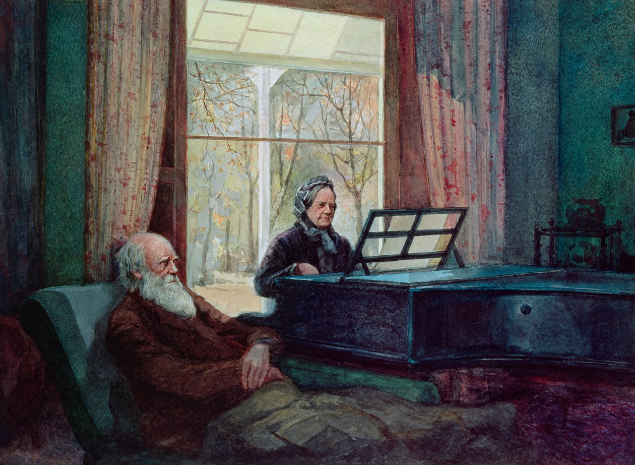 Karol Darwin i jego żona w Piano autorstwa Unbekannt Unbekannt