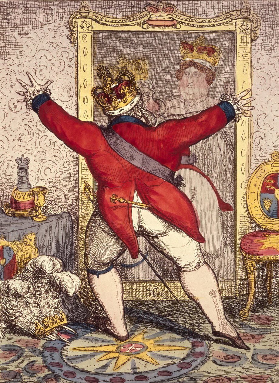 Refleksja: Być albo nie być karykaturą króla Anglii Jerzego IV (1762-1830), 1820 (druk) autorstwa Unbekannt Unbekannt
