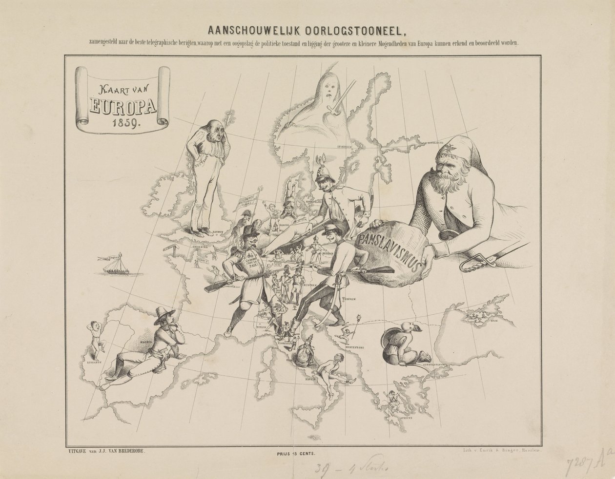 Wizualna scena wojenna / Mapa Europy w 1859 (tytuł na obiekcie) autorstwa Anonymous