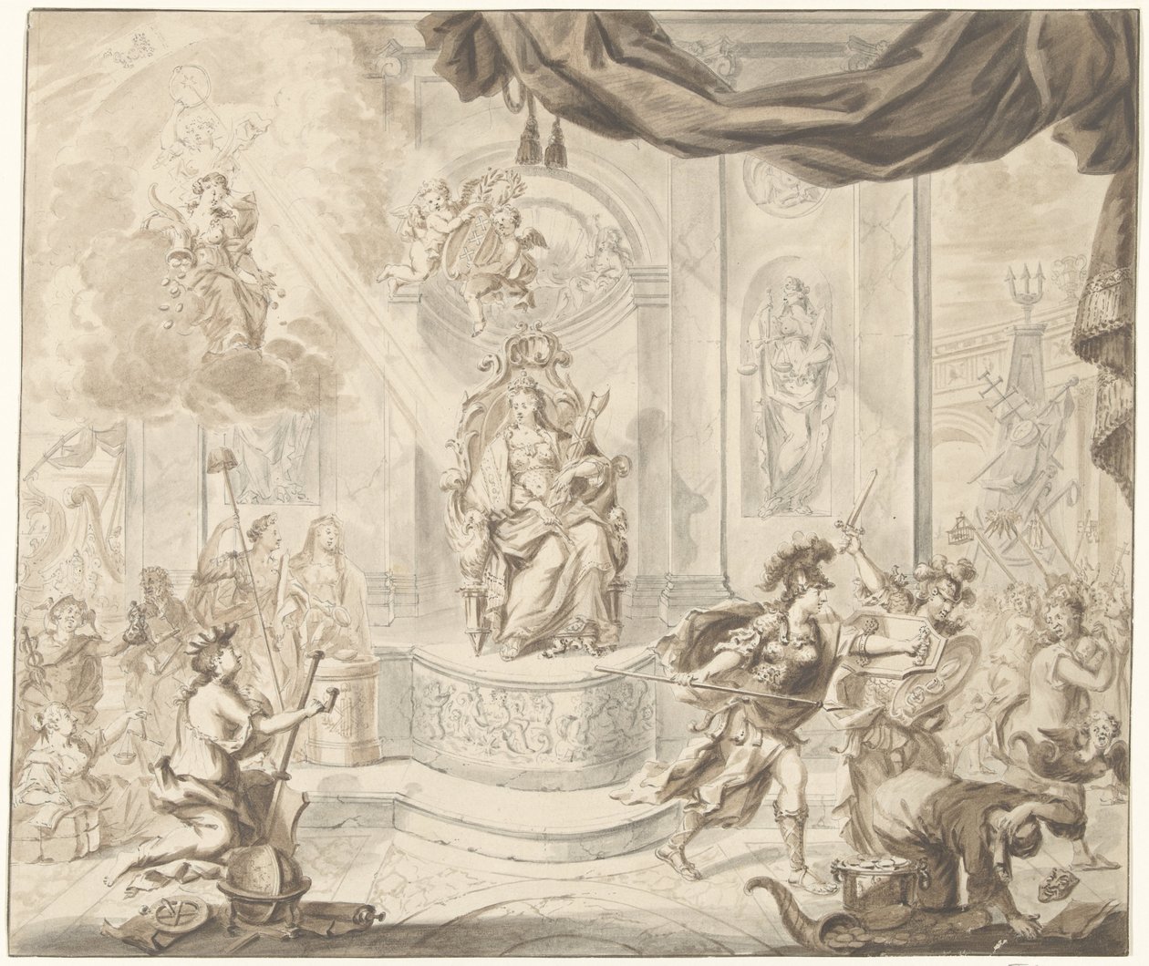 Alegoria wypędzenia kupców z giełdy wiatrowej z giełdy w Amsterdamie, 1763 autorstwa Anonymous