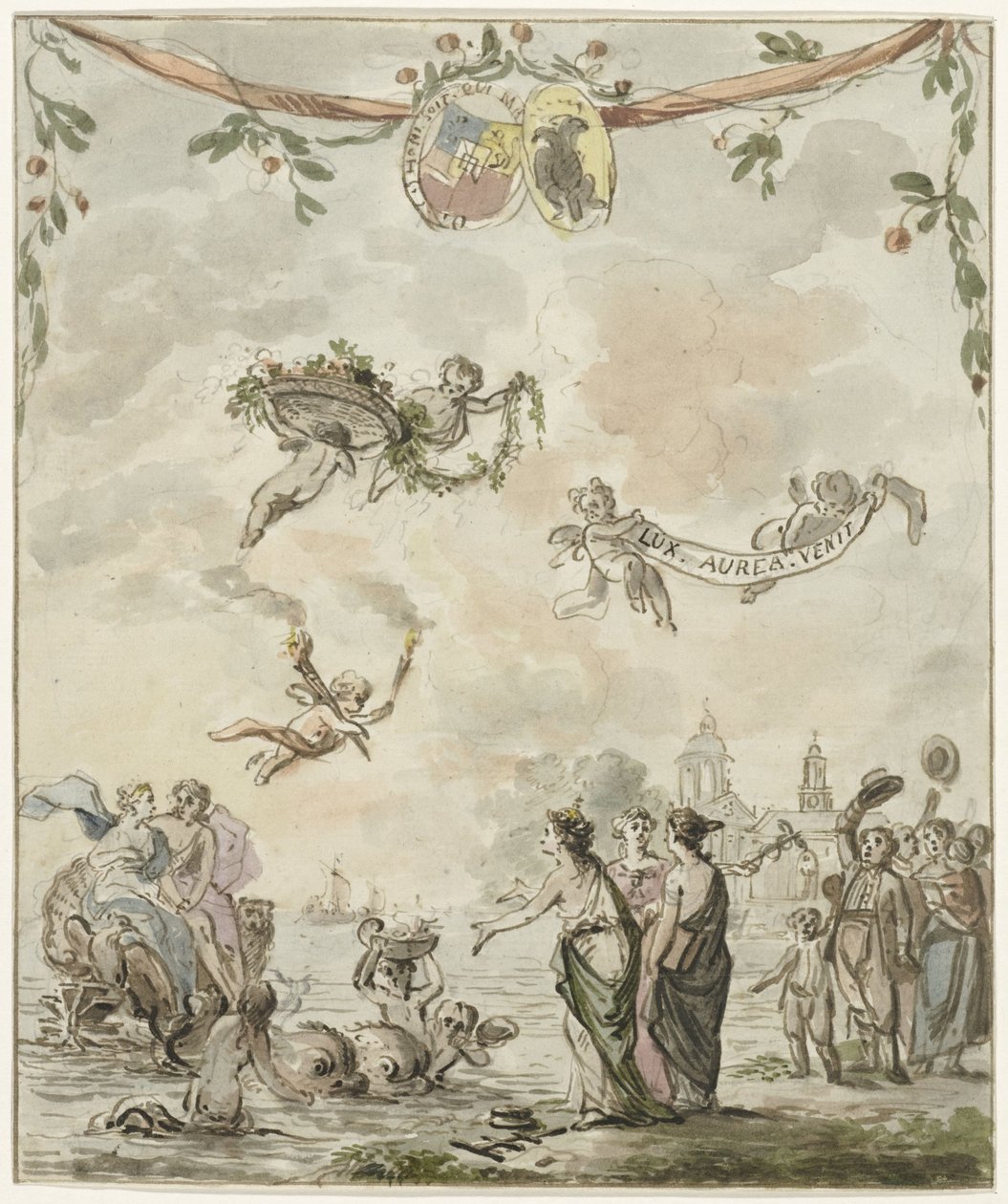 Alegoria wizyty księcia i księżnej w Amsterdamie, 1768 autorstwa Anonymous