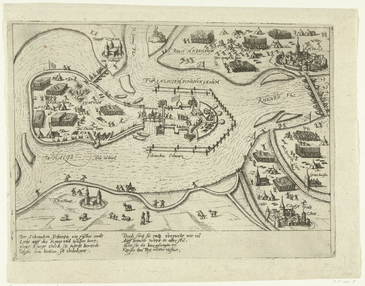Oblężenie Schenkenschans przez Hiszpanów, 1599 Forialicium Schenckianum (tytuł na obiekcie) autorstwa Anonymous