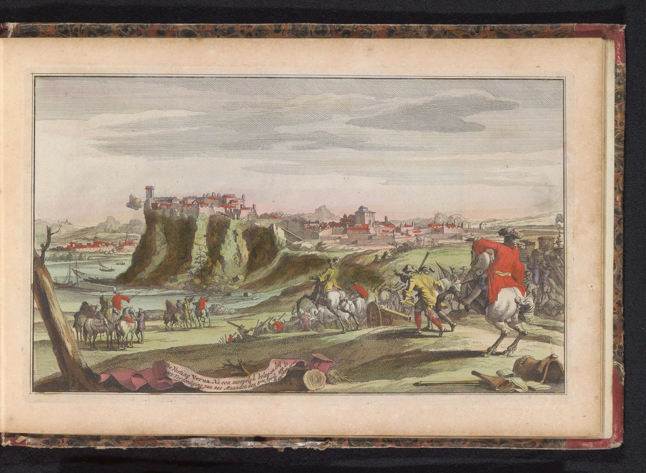 Oblężenie Verui, ok. 1702 Twierdza Verua. Po trudnym oblężeniu i walecznej obronie przez sześć miesięcy poddał się Francuzom 8 kwietnia (tytuł na obiekcie) autorstwa Anonymous