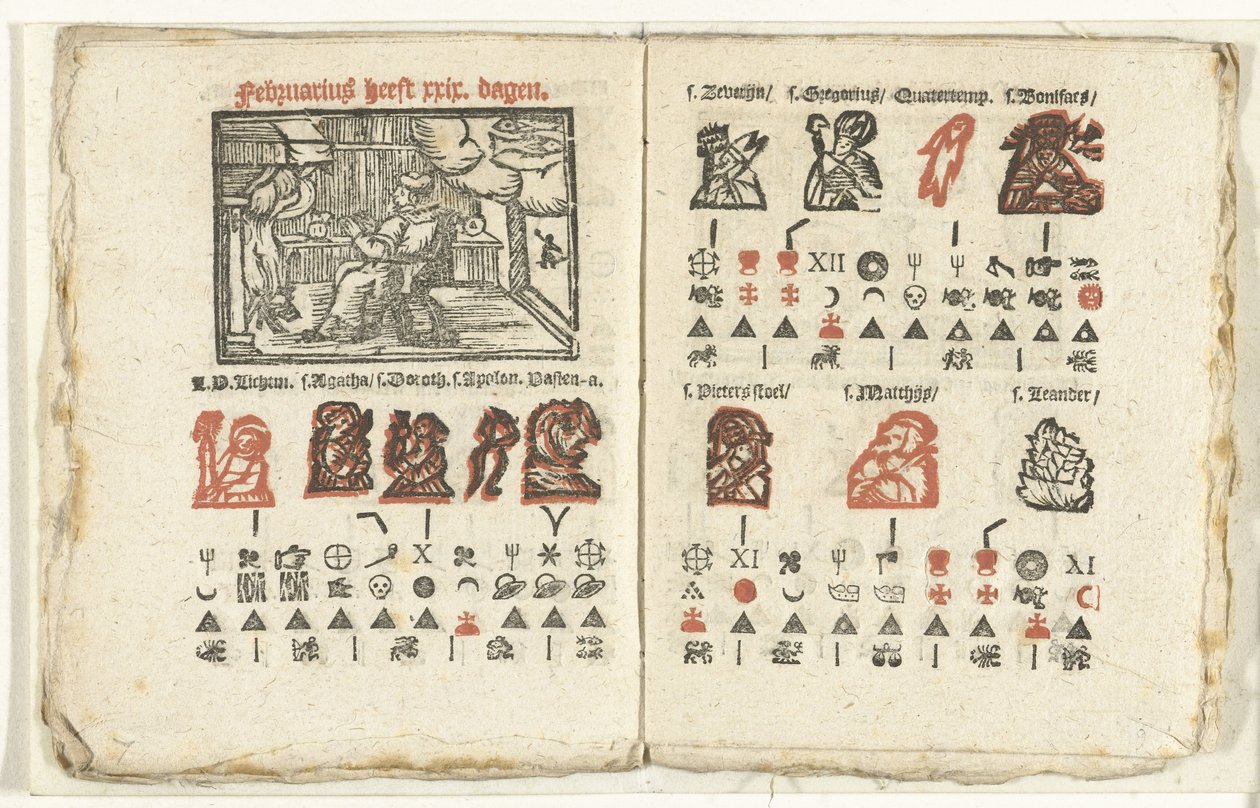 Strony z prognozą na luty 1712 r. autorstwa Anonymous