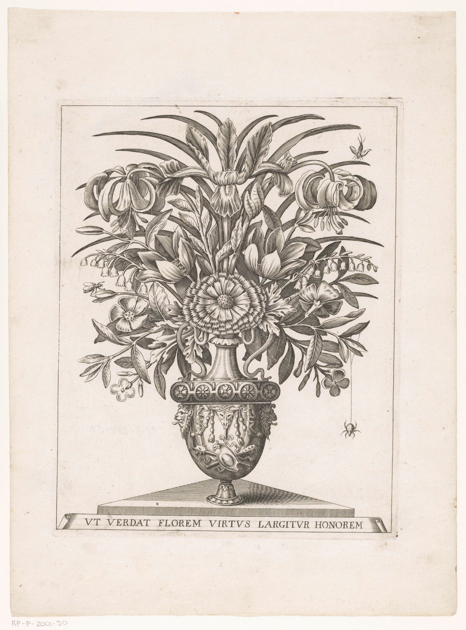 Bloemen in vaas spotkał leeuwenkoppen (tytuł na obiekcie) autorstwa Anonymous
