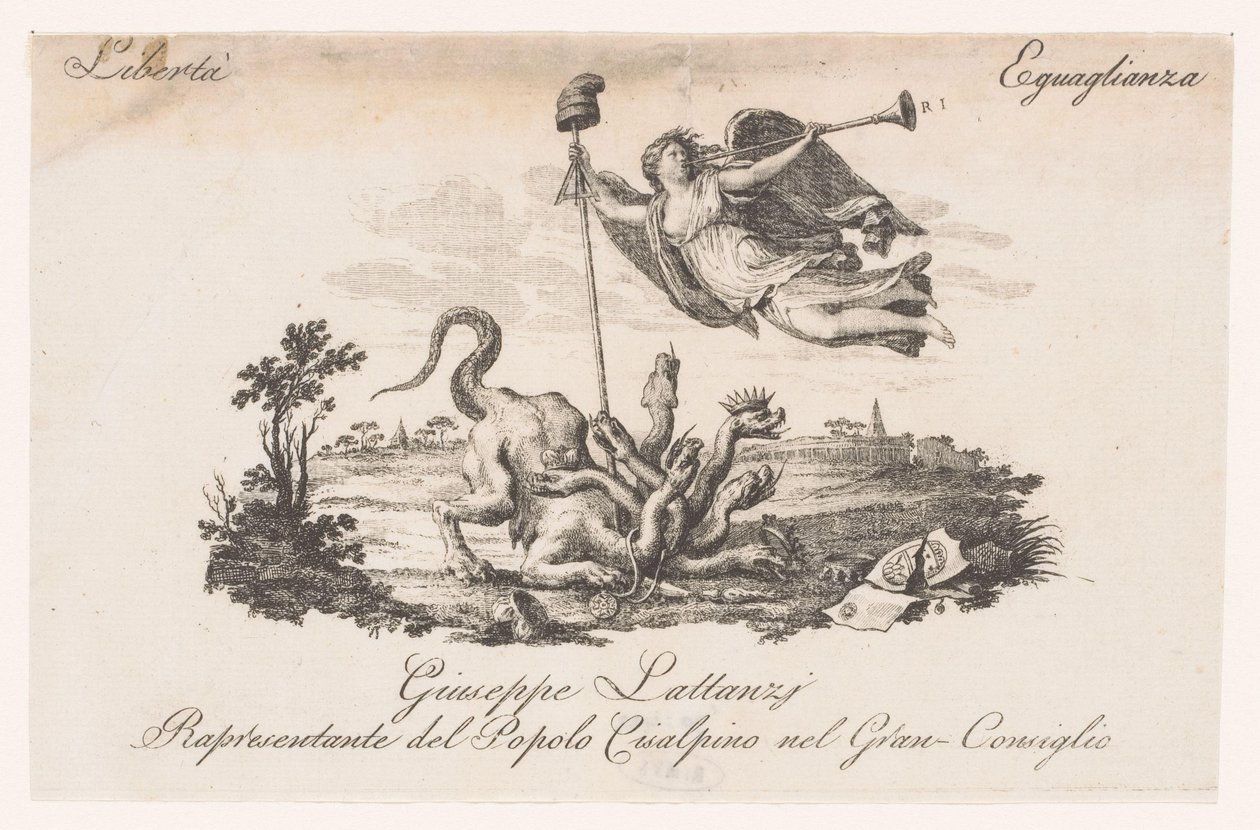 Briefhoofd voor Giuseppe Lattanzi Giuseppe Lattanzi / Przedstawiciel Ludu Cisalpine w Wielkiej Radzie (tytuł przedmiotu) autorstwa Anonymous