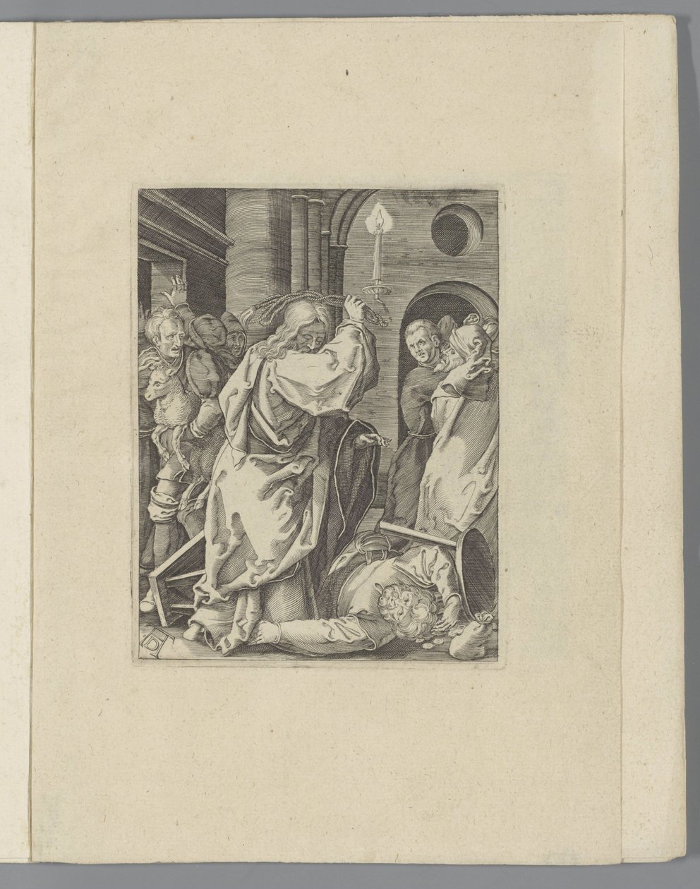 Chrystus wypędza wymieniających pieniądze ze świątyni Mała Pasja (tytuł serii) Passio Christi Ab Alberto Durer Nurenburgensi Effigiata (tytuł serii) autorstwa Anonymous