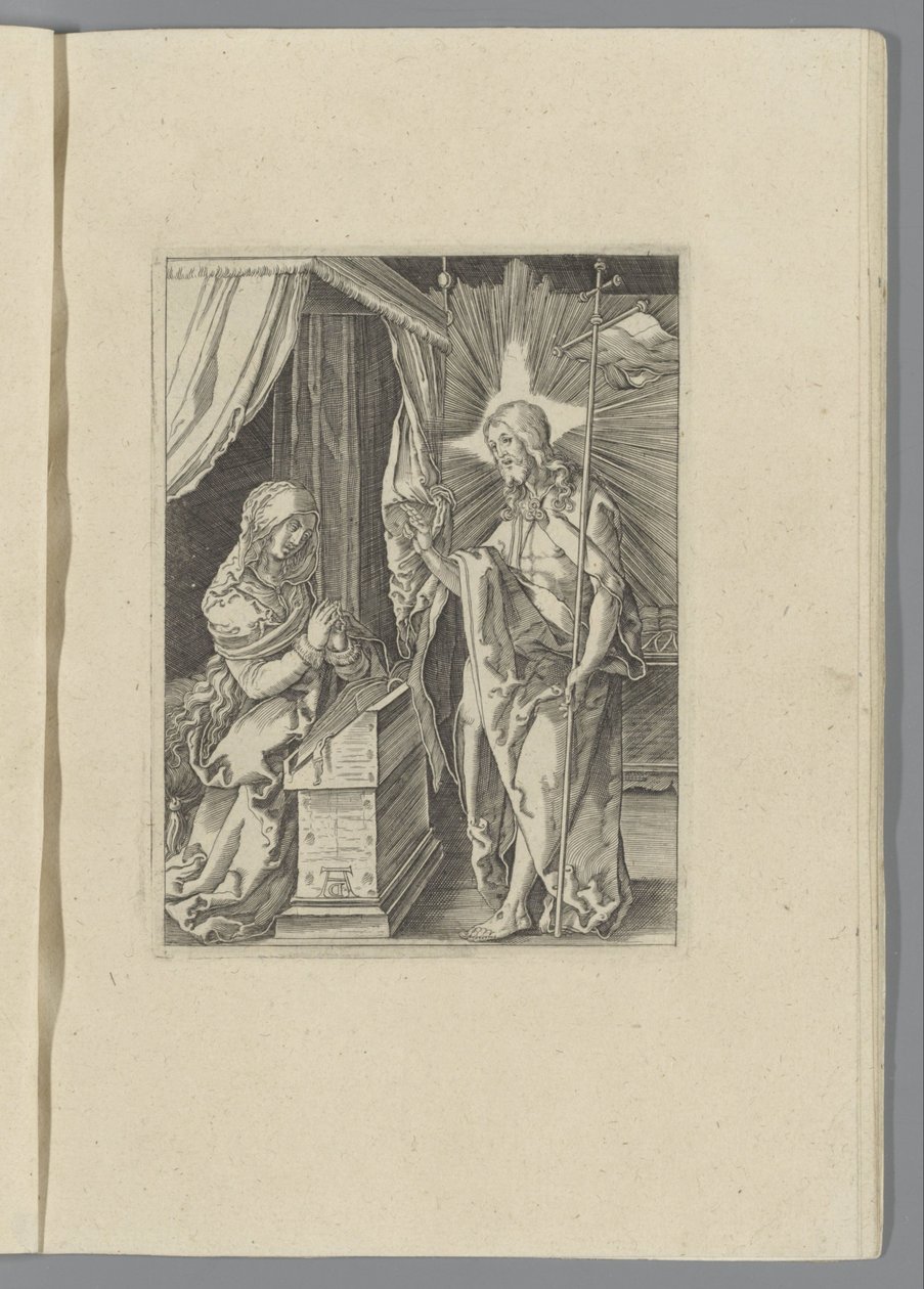 Chrystus ukazuje się swojej matce Mała Pasja (tytuł serii) Passio Christi Ab Alberto Durer Nurenburgensi Effigiata (tytuł serii) autorstwa Anonymous