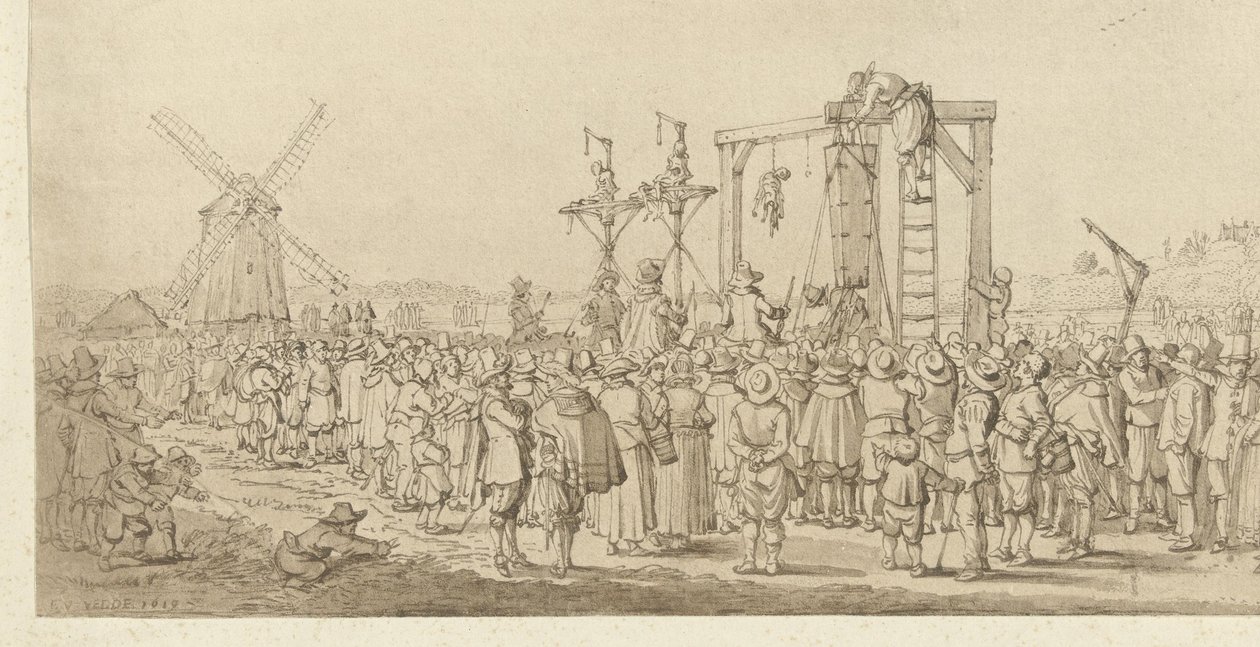 Trumna Ledenberga zawieszona na szubienicy, 1619 autorstwa Anonymous
