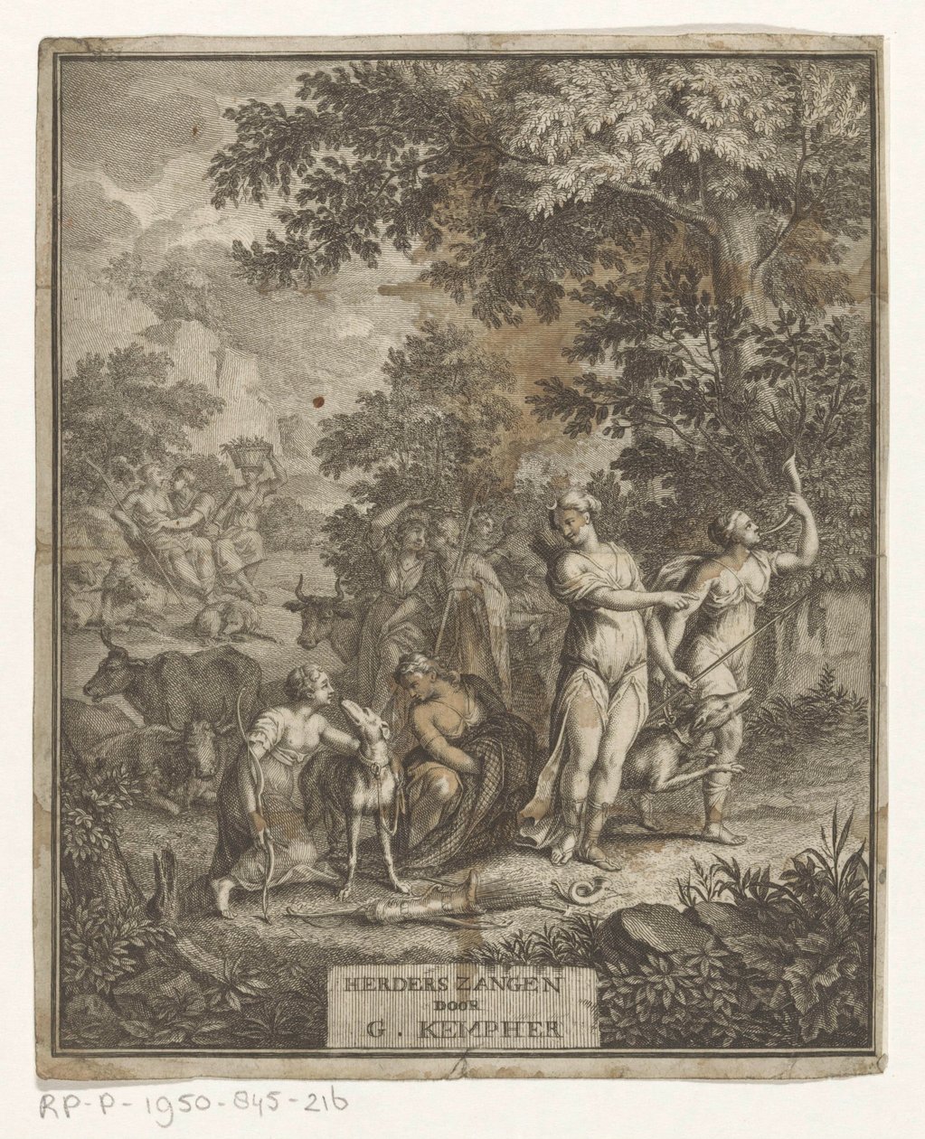Diana i Pasterze Strona tytułowa dla: Gerard Kempher, Herderszangen, 1732 autorstwa Anonymous