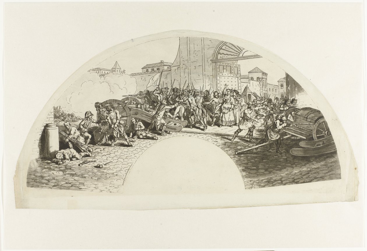 Śmierć hiszpańskich patriotów Luisa Daoiza i Pedro Velarde y Santillána podczas obrony Madrytu przed wojskami francuskimi w Parque de Artilleria 2 maja 1808 r. Dia Dos de Mayo de 1808. I Madryt autorstwa Anonymous