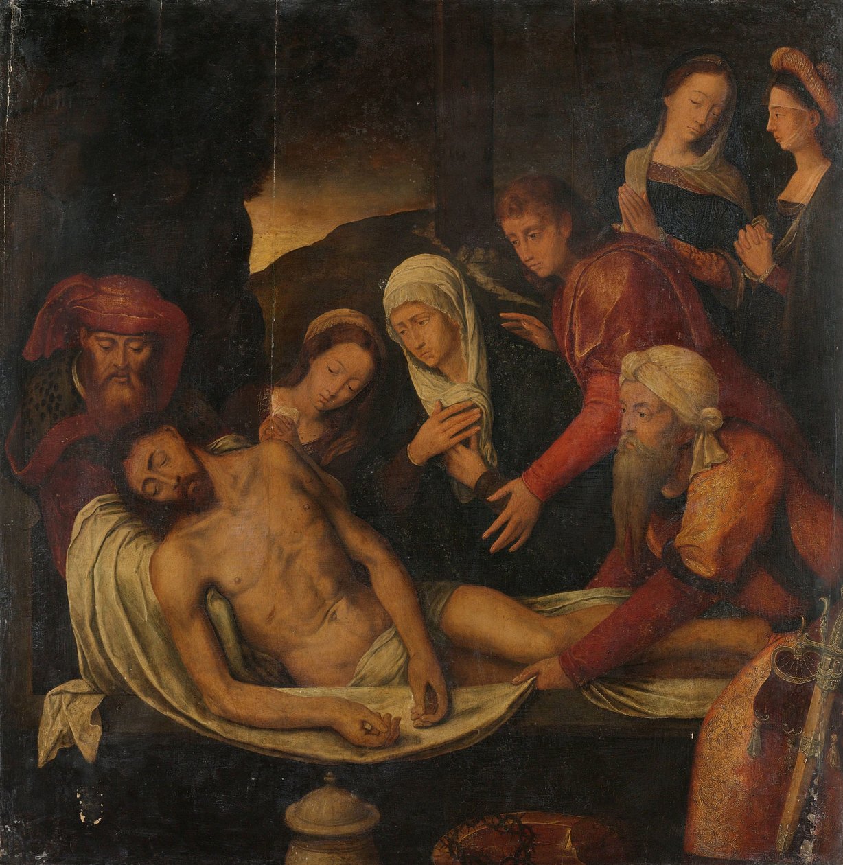 Złożenie do grobu Chrystusa z Józefem z Arymatei i Nikodemem, Marią Magdaleną Dziewicą i św. Janem Ewangelistą autorstwa Anonymous