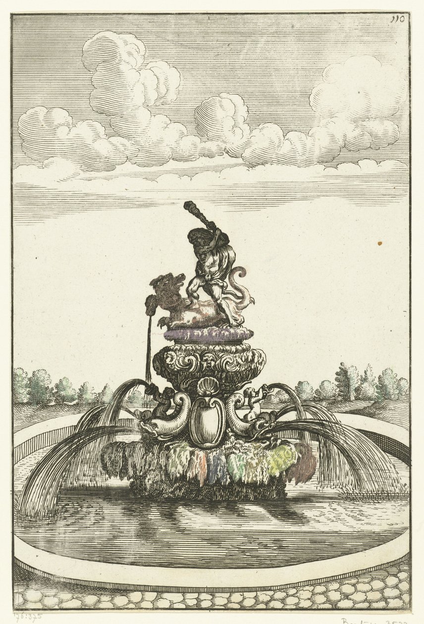 Fontein spotkał Herkulesa w Ladon Architektura Curiosa Nova (tytuł serii) autorstwa Anonymous