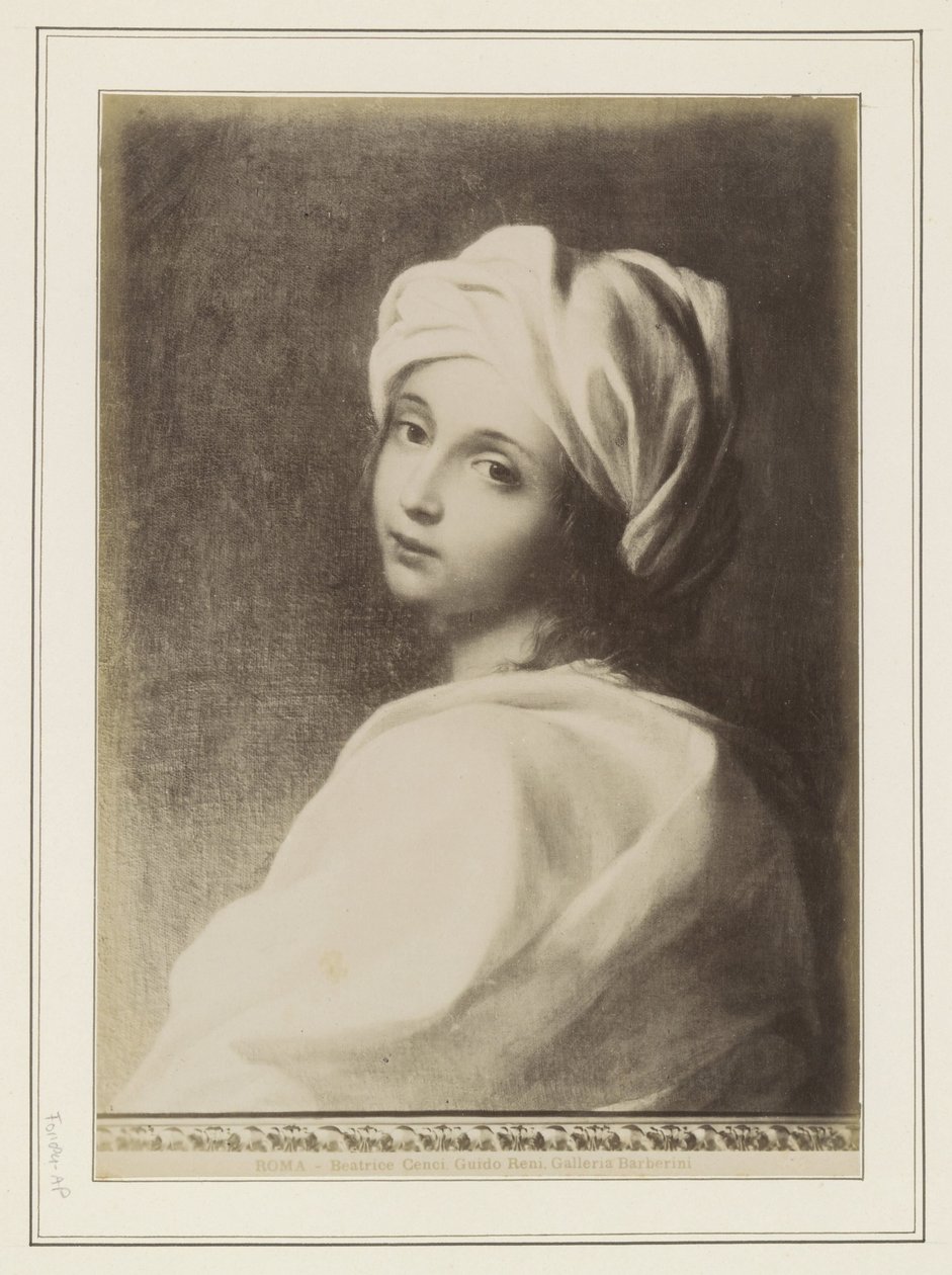 Reprodukcja fotograficzna obrazu Guido Reni (przypisane), przedstawiającego Beatrice Cenci ROMA - Beatrice Cenci, Guido Reni. Galleria Barberini (tytuł na obiekcie) autorstwa Anonymous