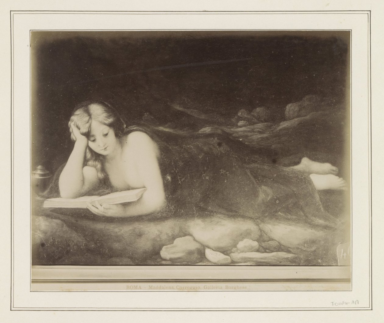 Wykonanie fotograficzne obrazu do Antonio da Correggio, przedstawiającego pokutę Marii Magdaleny Roma - Maddalena Correggio, Galleria Borghese (Tytuł na obiekcie) autorstwa Anonymous
