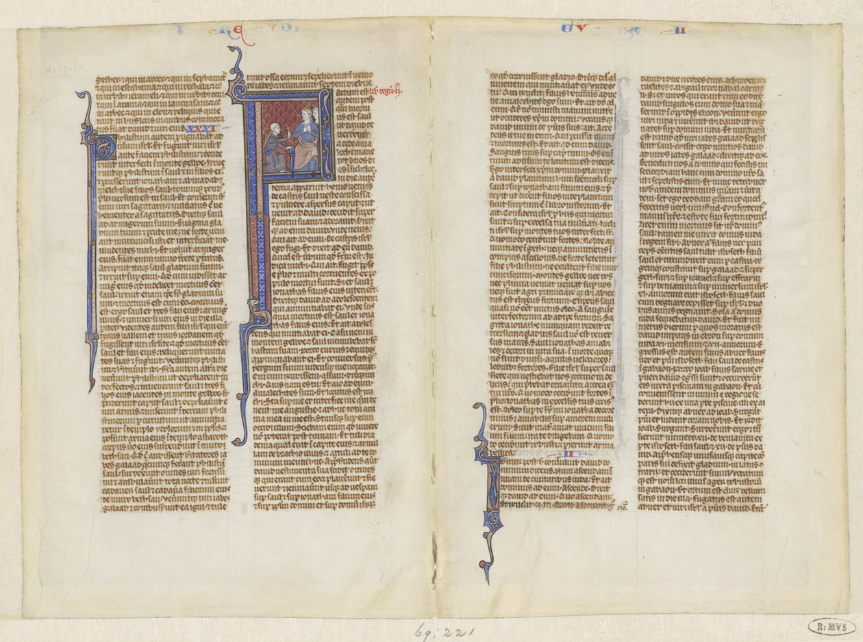 Fragment Biblii, Księga Królów, rozdział 2: Dawid klęka przed Saulem autorstwa Anonymous