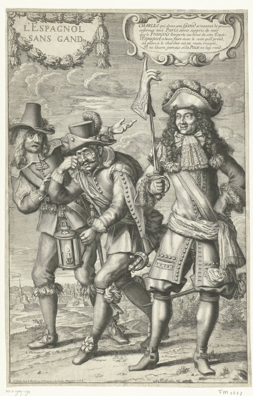 Francuski rysunek o utracie Gandawy, 1678 L