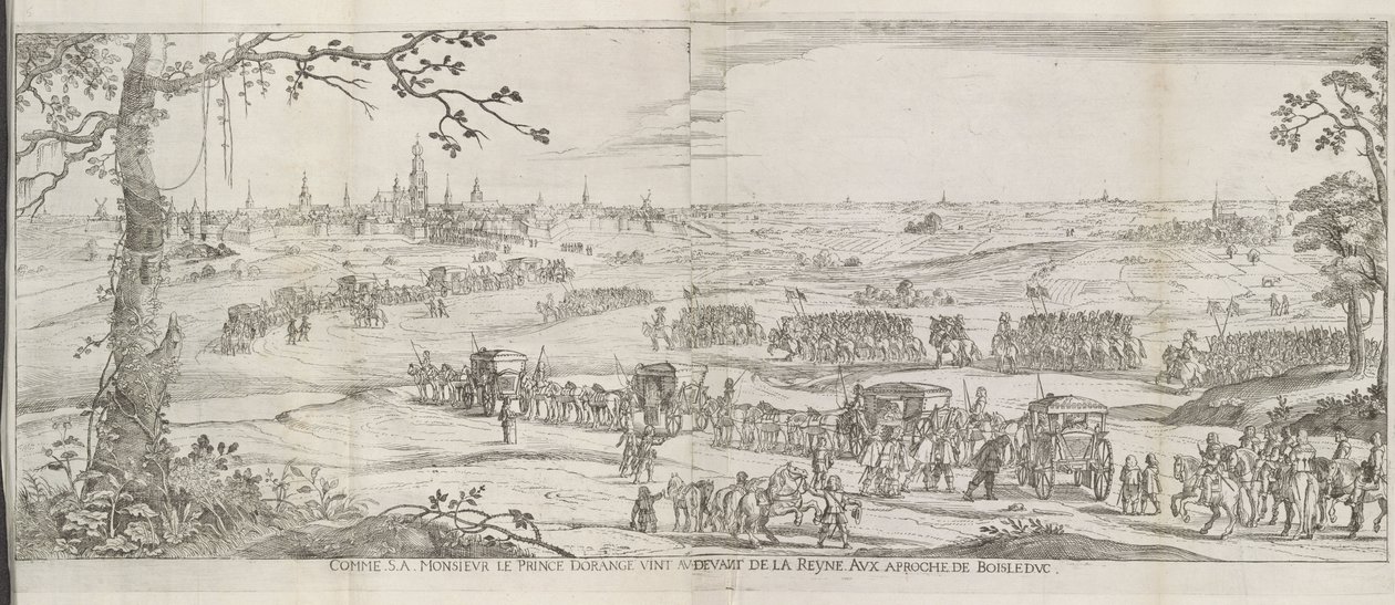 Frederik Hendrik komt Maria de Medici tegemoet, buiten