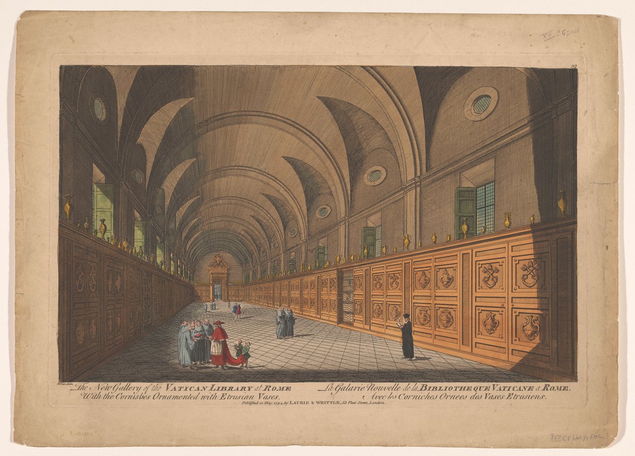 Galeria w Bibliotece Watykańskiej Nowa Galeria Biblioteki Watykańskiej w Rzymie / La Galarie Nouvelle de la Bibliotheque Vaticane a Rome (tytuł na obiekcie) autorstwa Anonymous