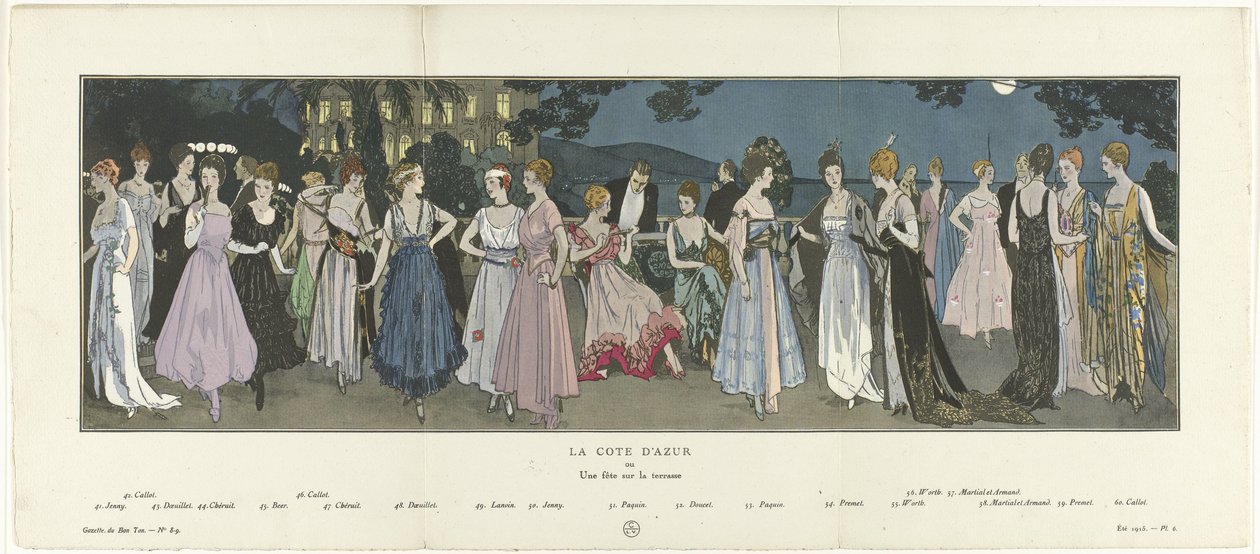 Gazette du Bon Ton, 1915 - nr 8-9: Lazurowe Wybrzeże lub impreza na tarasie autorstwa Anonymous