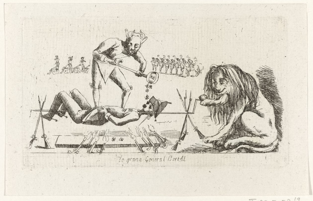 Generał Bertay na mierzei le Grand General BertAl (tytuł na obiekcie) Brabancka Rewolucja, 1787-1790 (tytuł serii) autorstwa Anonymous