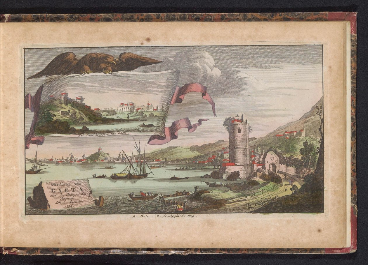 Widok Gaety, 1734 Wizerunek Gaety, podbitego przez Hiszpanów 6 sierpnia 1734 r. (tytuł na obiekcie) autorstwa Anonymous